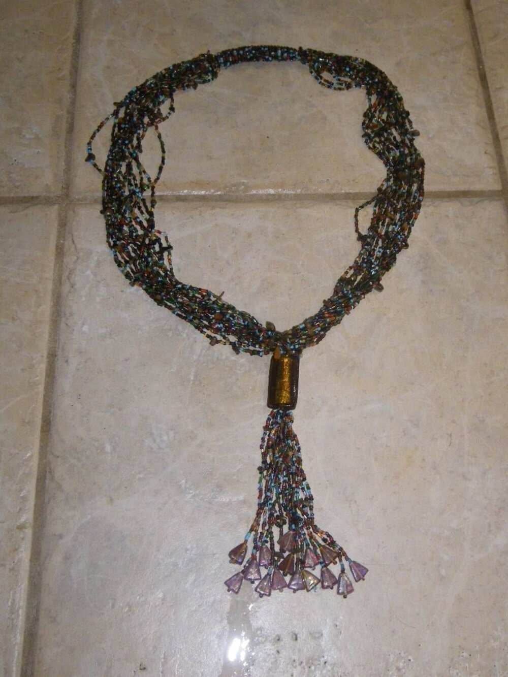 Women’s Large Long Multi Stranded Statement Artisan Necklace Beads & Stones
